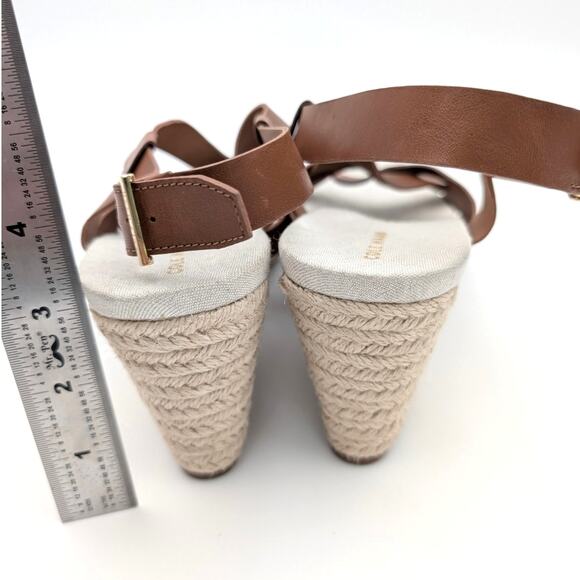 Cole Haan Crystal Slingback Espadrille Wedge Sandal Women's Brown Size US10B - Picture 5 of 11